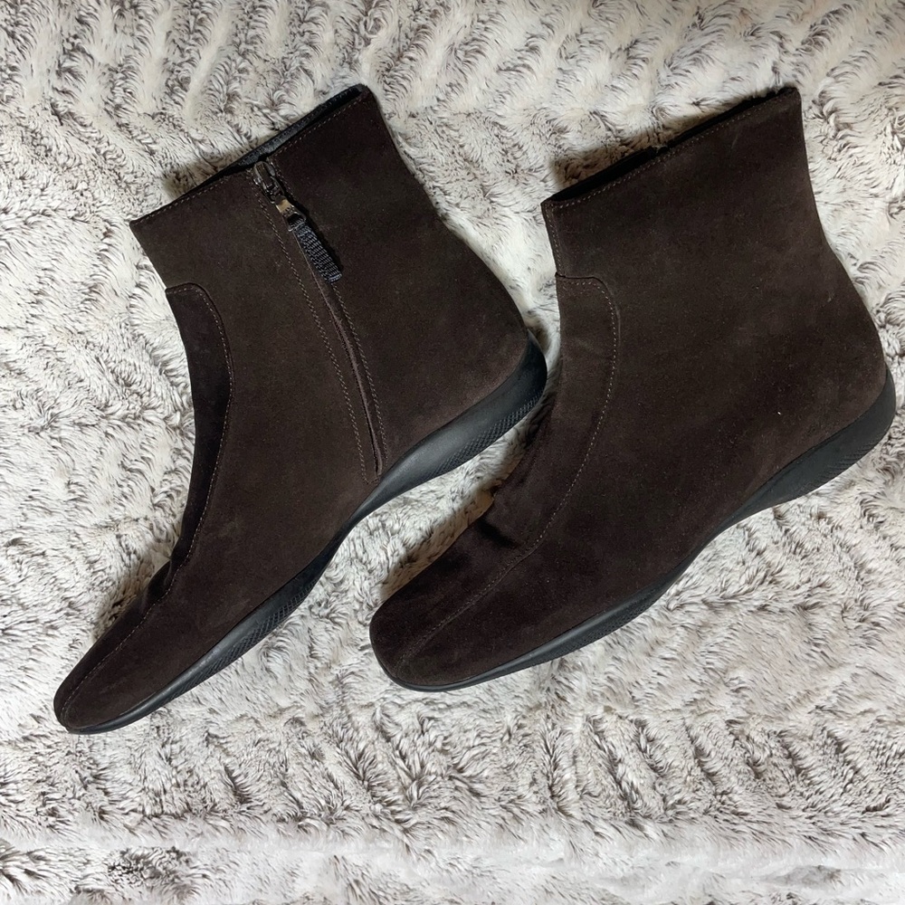 Prada Women’s Dark Brown Suede Ankle Boots